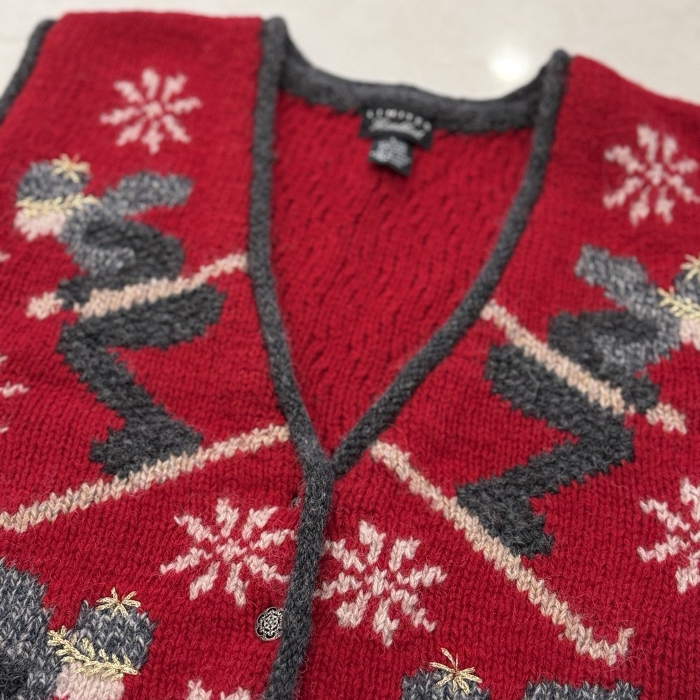 Limited Handknit Sweater Vest Shetland Wool Nordic Ski Snow Holiday Novelty SZ L